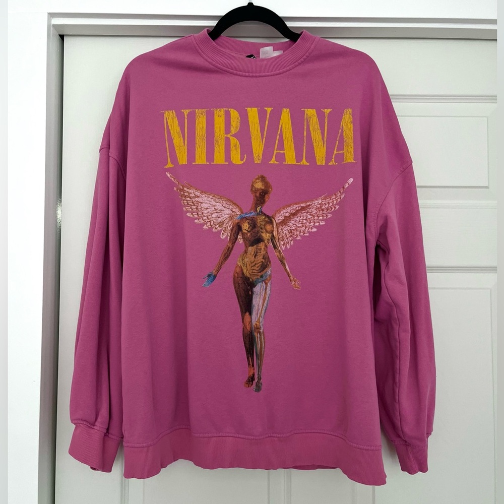 Pink H&M Divided Nirvana Crewneck Sweatshirt